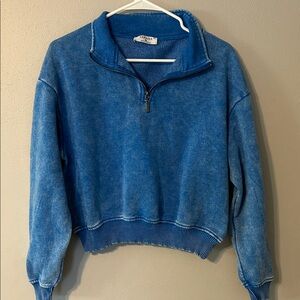 Casual Blue Quarter-Zip Sweatshirt